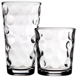 Palais Glassware Cercle Collection; Clear Glass Set with Circle Design (Set of 16, 8 Highballs, 8 DOF's, Clear)