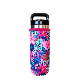 Koverz Water Bottle Sleeve, Neoprene Insulated Bottle Sleeve, Fits 24-30 Oz. Water Bottle, Washable and Reusable, Large Size, Hibiscus