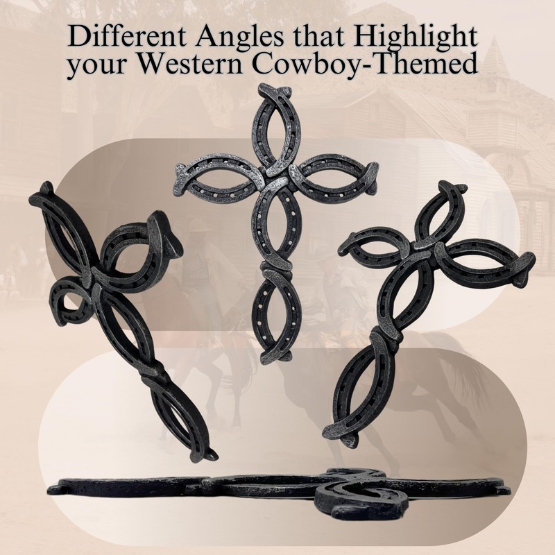 BestGiftEver Rustic Wall Cross with Horseshoe Western Design - Spiritual