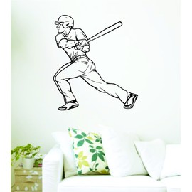 Dabbledown Decals Baseball Player Batting Version 502 Mascot Team College High School Animal Decal Sticker Wall Boy Girl Teen Child Baseball03SM3bw