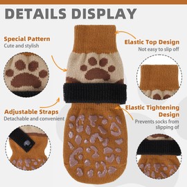 KOOLTAIL Dog Socks for Hot/Cold Pavement to Prevent Licking Paws, Anti Slip Dog Boots&Paw Protectors for Hardwood Floors,Traction Control Grip Shoes Booties for Small Medium Large Senior Dogs XS