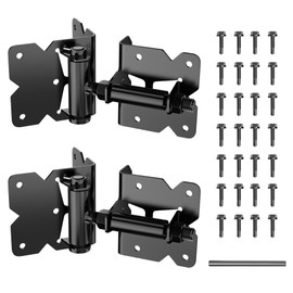 skysen Carbon Steel Vinyl Wood Fence Self Closing Gate Hinges Black(2063-cs-p)