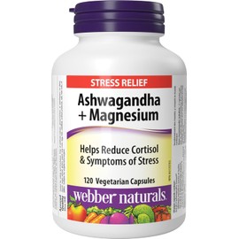 Webber Naturals Ashwagandha + Magnesium – Stress Relief & Cortisol Support, 120 Capsules
