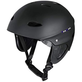 Tontron Adult Whitewater Kayaking Canoeing Helmet (Matte Diamond Black, Large)