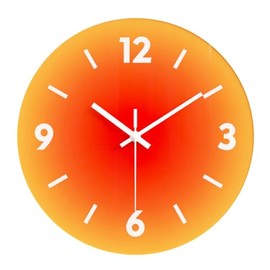 Taodyans 12 In Silent Wall Clock, Glass Clock for Kitchen Living Room Office Bedrooms Home Decor (Orange)