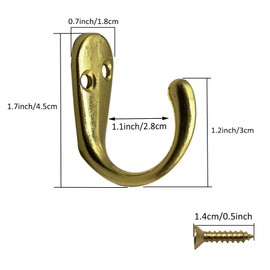 Gutapo Coffee Cup Hooks 20pcs Polished Brass Hooks Door Wall Closet Mounted Single Hook Hangers for Robe Coat with 46pcs Screws