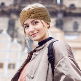 Womens Winter Knitted Headband - Soft Crochet Bow Twist Hair Band Turban Headwrap Hat Cap Ear Warmer