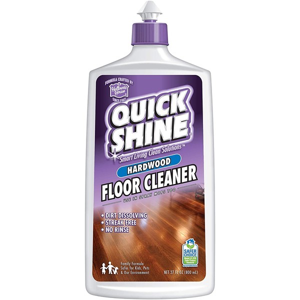 Quick Shine Hardwood Floor Cleaner 27oz | Naturally Cleans Dirt & Scuff Marks | Dirt Dissolving-Streak Free-No Rinse-Ready to Use | Squirt & Spread | Use in Spray Mops too | Safer Choice Cleaner