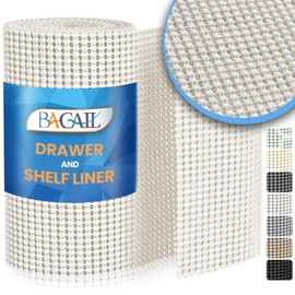 BAGAIL Drawer and Shelf Liner, 17.5 in X 20 Ft Non-Adhesive Shelf Liners for Kitchen Cabinets, Thick Strong Grip Liners for Desk, Shelves, Bathroom Drawers, Cabinet Protection - White