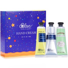 BODY & EARTH # LOVE Hand Lotion Set - Hand Cream Gift Set, Natural Hand Cream with Vitamin E and Argan Oil for Dry Hands, 3x2.0 oz Travel Size Hand Cream, Christmas Gifts for Women Birthday