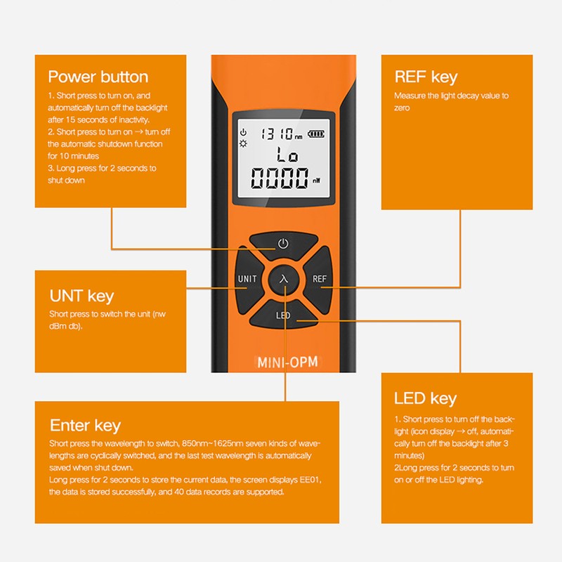 Optic Power Meter LCD Color Screen Optic Power Meter for