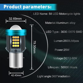 NHHEO BA20D LED Motorcycle Headlight Bulb Red Blue Angel Eye with HD Projector Super Bright H6 LED Headlight Bulb 25W 6000K Moto High/Low Beam Amber+White 4 Lghting Modes Plug And Play 12V-80V 1PCS