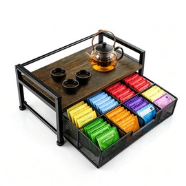 QTRQTR Tea Bag Organizer And Storage with Drawer Teabag Holder Tea Box