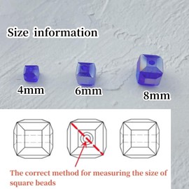Xinhongo Crystal Glass Beads 200 Pieces 4mm Cube Crystal Glass Beads Faceted Square Shape Spacer Beads for Jewelry Making Bracelet Earring Necklace DIY Craft Making Supplies(Deep Blue AB)