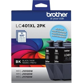 Brother Ink Cartridge LC401 / XL for DCP J1050DW J1140DW MFC J1010 J1012 Genuine - LC401XL BK 2 PACK