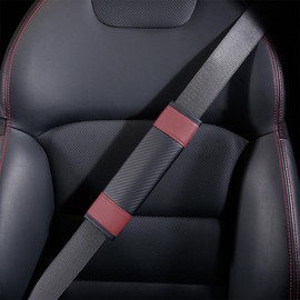 CGEAMDY Pack of 2 Car Seat Belt Pads, Removable Seat Belt Shoulder Protector, Leather Seat Belt Shoulder Pads for Adults (Burgundy)