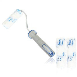 com-four® Paint Roller Set Consisting of 1 x Hanger and 3 x Paint Rollers - Medium Pile 10 cm Paint Roller, 25 cm Shackle, Replacement Rollers - Professional Painting Accessories for DIY Enthusiasts