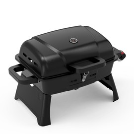 BRANDMAN GRILLS SINCE 1987 Portable Propane Gas Grill, 1-Burner Tabletop Compact BBQ Grill with Folding Legs and Lockable Lid for Camping, Tailgating & Outdoor Cooking, Hassle-Free Setup