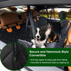 Dog Car Seat Cover, 600D Black Anti-Scratch and Easy to Clean, Universal Fit for Pet Owners, Fit for Cars, SUVs & Trucks, Pet Travel Seat Protector