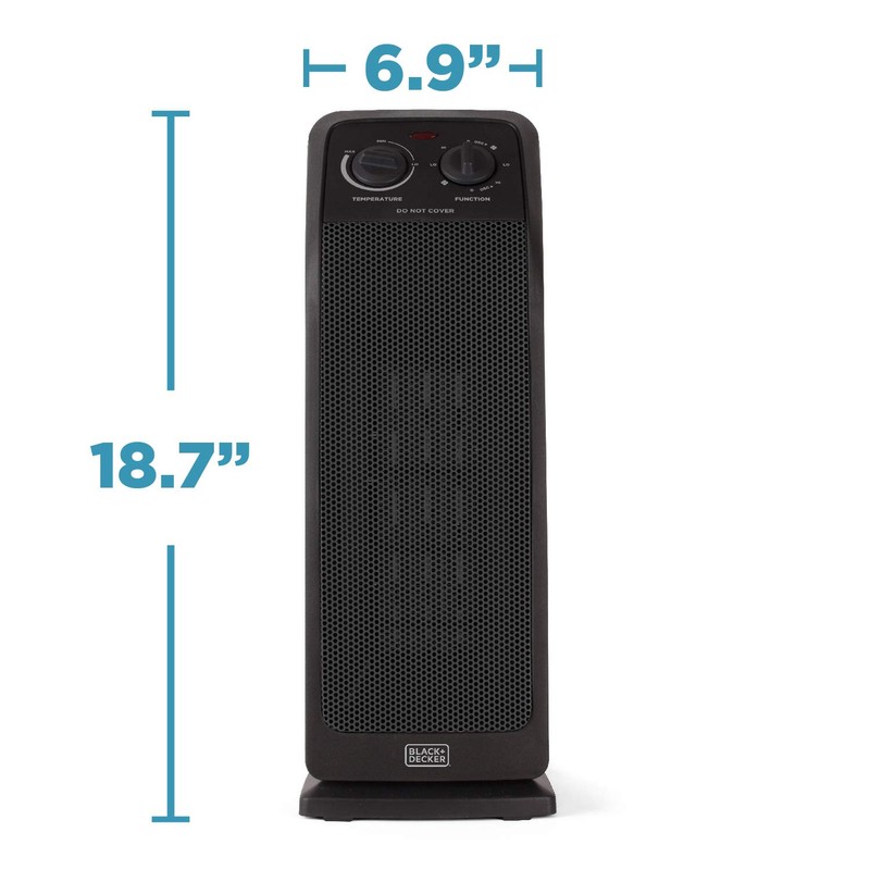 BLACK+DECKER Space Heater with Adjustable Thermostat, Ceramic Tower Heater, Portable