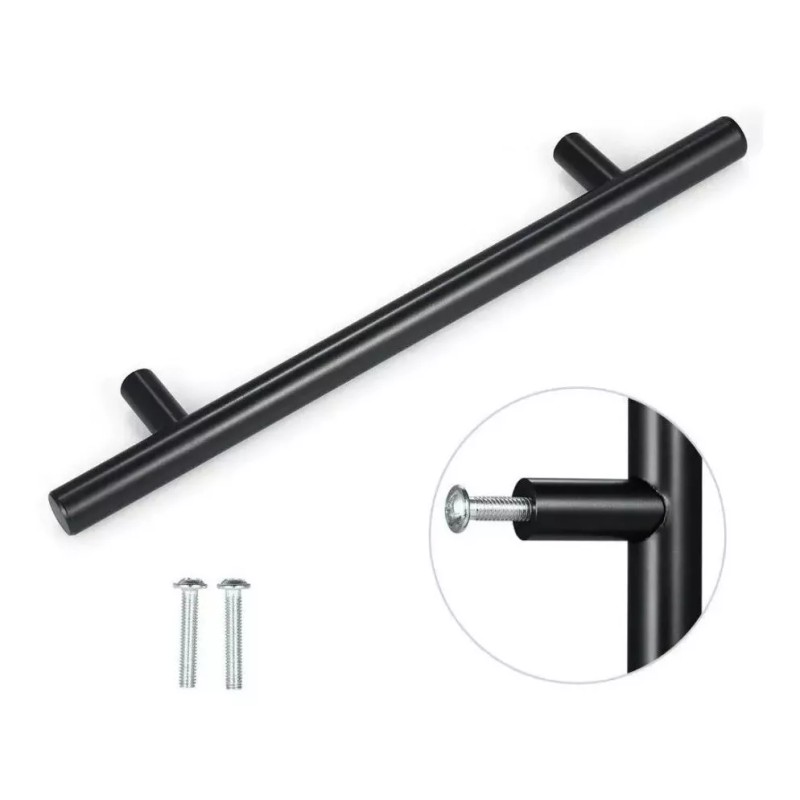 Herrajes Guerrero Jaladera En Barra 15.6 Cm Acero Inox Negro