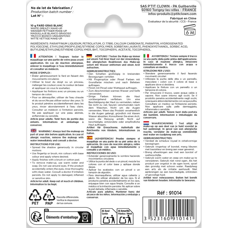 Fett-Palette, rund, mehrere Farben, Weiß