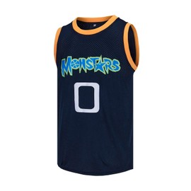VOVIDEA Mens Basketball Jersey Alien 0 Monstars Space Movie Jersey Dark Blue (Dark Blue, X-Large)
