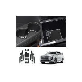 LUWU for 2025 Palisade Accessories - for 2023 2024 2025 Hyundai Palisade SE/SEL/XRT/Limited/Calligraphy Door Slot Mats Cup Holder Insert Coaster Center Console Liners Mats White Trim - 13 PCS/Sets
