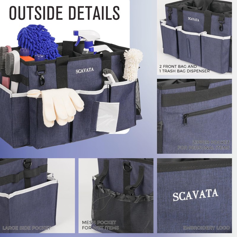 SCAVATA Wearable Caddy Bag, Cleaning Supplies Organizer With Handle &