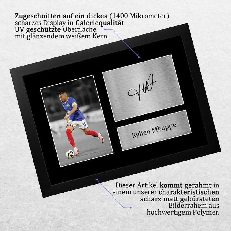 HWC Trading A4 FR Kylian Mbappe France Gifts Printed Autographs