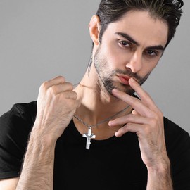 U7 Cross Pendant Ashes Jewellery For Men Women Stainless Steel Mother Ash Cremation Necklace