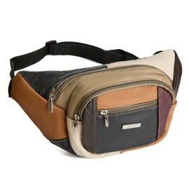 Woodland Leathers Genuine Leather Bum Bag, Durable Waterproof Waist Bag for Men and Women, Ideal for Travel, Festivals, Dog Walking, Fashion Bum Bag and Running Fanny Pack (Multicolour 1)