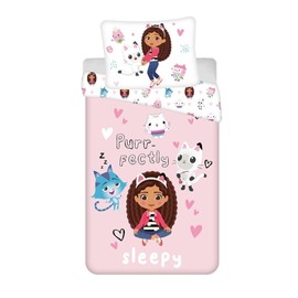 Gabby's Dollhouse Children's Duvet Cover 135 x 200 cm + Pillowcase 80 x 80 cm, 100% Cotton