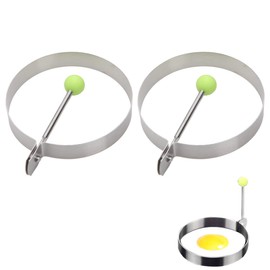 QEQSHQO Pack of 2 Omelette Moulds, Stainless Steel Egg Shapers with Handle, Suitable for Omelettes, Mini Pancakes, Spring Rolls