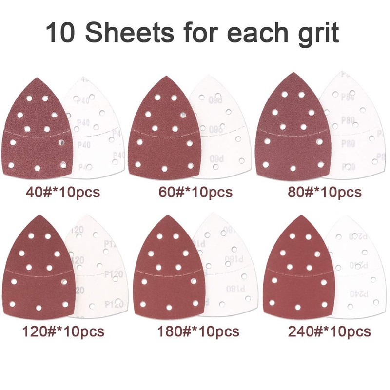 MALAYAS 60PCS Sanding Sheets, Hook and Loop Mouse Sander Pads