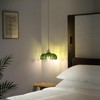Shenmoyl Pendant Light with Green Scindapsus Glass Lmapshade, Brass Vintage