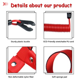 Boat Kill Switch Lanyard Suit for All Yamaha Jet Ski,Waverunner, Marine Outboard Motor Engine Cut Off Stop Tether Wrist Strap, EW2-68348-00-00 Replacement (Red)