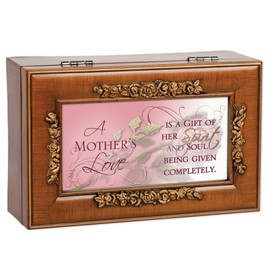 Cottage Garden Mother's Love Gift of Her Spirit Woodgrain Embossed Jewelry Music Box Plays Wonderful World
