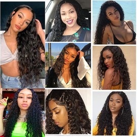 Zeslaerr 16 Inch Bundles Human Hair 150% Density 1B Natural Color Hair Extension Water Wave Bundles Double Weft Weave Bundles Human Hair Bundles Extension Human Hair 1 Bundle 100g