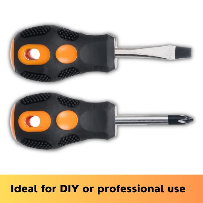 Invero Set of 2 Handy Short Compact Screwdriver Set -