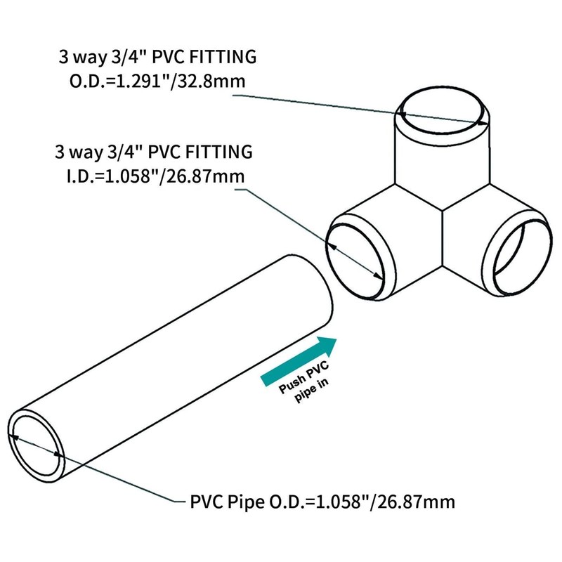 3 Way Pipe Fittings, 10PCS PVC Pipe Connector, 3 Way