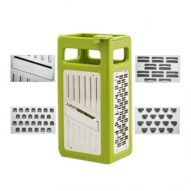 4 Sides Grater Stainless Steel Foldable Shredder Cheese Vegetable Flat Ribbon Fruit Peeler (Green)