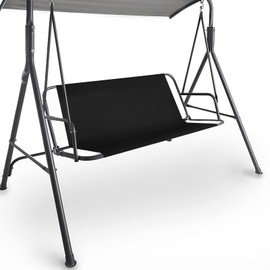 Coverify Replacement Swing Seat Cover, Durable 600D Oxford Fabric Garden Swing Chair Cover Outdoor Swing Seat Cover, Universal Fit for 2&3-seater Swing Chair 138x48x48cm Black