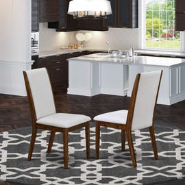 East West Furniture Lancy Parson Chair, Standard Height, Modern Grey Linen Fabric