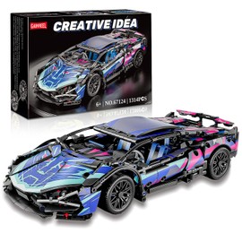 Juegos de bloques de construcción de coches deportivos para adultos y adolescentes, coche de carreras modelo a escala 1:14, juguetes (Blue)