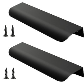 LAMXD 2 PCS Black Cupboard Handles 150mm Furniture Cabinet Handle Drawer Pulls for Home Kitchen Door Drawer Cabinet Modern Hidden Drawer Pulls(128mm Hole Spacing)