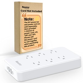 Surge Protector Power Strip, Huntkey EasyCombo 6 Outlets with 4 USB Ports (2 USB-C, 2 USB-A), Removable Cord DIY Length, Power Cord Sold Separately