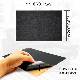 BERYLER 5Pcs 8x12 Inch Black Leather Repair Tape Self-Adhesive Patch for Couch, Sofas, Handbags, Jackets, Furniture, Car Seats