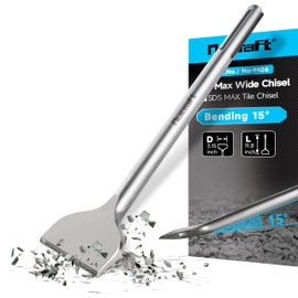 Nucraft SDS-Max Tile Chisel, Wide Spade Chisel 300 x 80 mm, Angled Chisel with 15° Working Angle, Made of Super Hardened Steel
