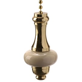 ElekTek Bathroom Light Pull Chain – Polished Brass & White Ceramic Disc & Brass Chain